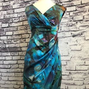 Suzi Chin for Maggy Boutique Dresses - Suzi Chin Silk Teal Colorful Sexy Sheath Dress Suzi Chin for Maggy Boutique Dresses - Suzi Chin Silk Teal Colorful Sexy Sheath Dress